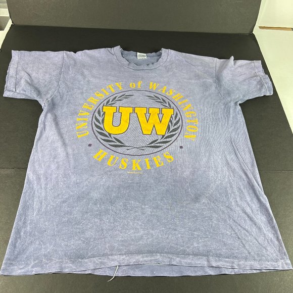 VTG 90s Washington Huskies Shirt Extra Large Purple Faded Single Stitch Tee - Picture 1 of 16